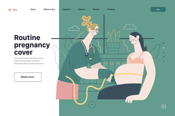 Medical insurance template - routine pregnancy cover. Flat vector