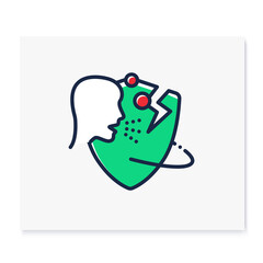 Allergic disease color icon. Allergy. Immunity reaction. Immune system concept. Immunology. Body defence system. Health, intolerance, disease prevention. Isolated vector illustration