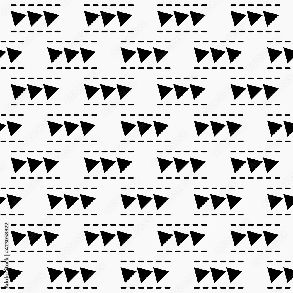 Aufkleber Triangles And Dashed Lines Pattern. Vector Black Triangles Pattern.