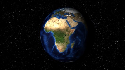 Earth Globe Seen from Space Over Africa Europe and America Rotating Slowly