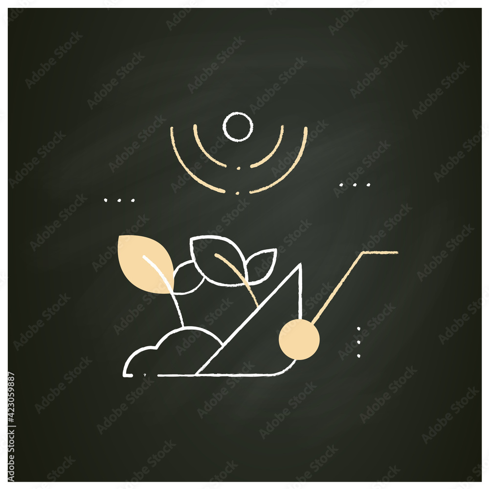 Poster harvesting chalk icon. process of gathering a ripe crop from the fields. harvest using machines or b
