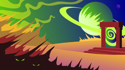 Outlandish space environment Illustration