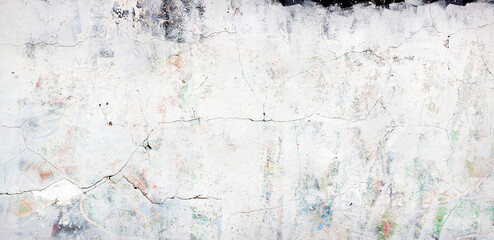 Big size grunge wall background or texture. Old white painted and cracked palaster. Industrial style.