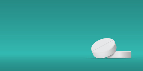 Pills. Medicine tablets isolated on background, different round and oblong drugs collection vector illustration.