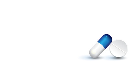 Pills. Medicine tablets isolated on background, different round and oblong drugs collection vector illustration.