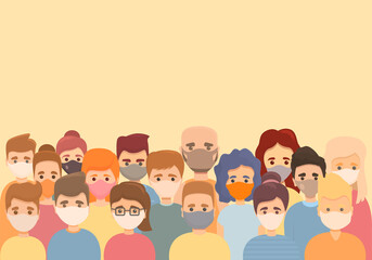 Naklejka premium crowd of people wearing masks, vector illustration