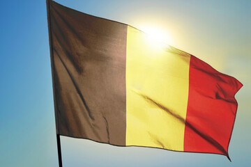 Belgium flag waving on the wind