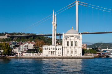 Fototapeta na wymiar Ortakoy Mosque is an architectural monument of the European part of Istanbul.