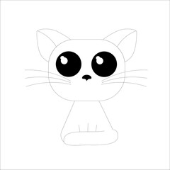 a kitten drawn with lines in a vector