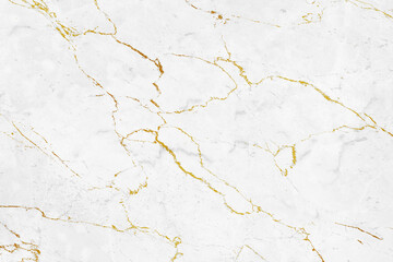 White marble stone texture with golden veins - obrazy, fototapety, plakaty