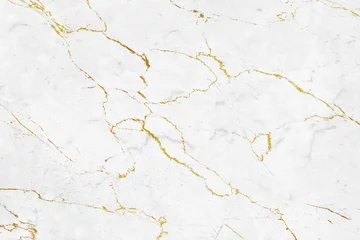 Photo sur Plexiglas Marbre Texture en pierre de marbre blanc avec des veines dorées