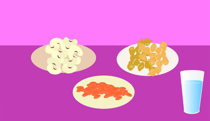 Vector Illustration of an Experiment for Education in School, Science, Lentils, Black eyes Pea and Chick Pea Experiment for Students, Online Education