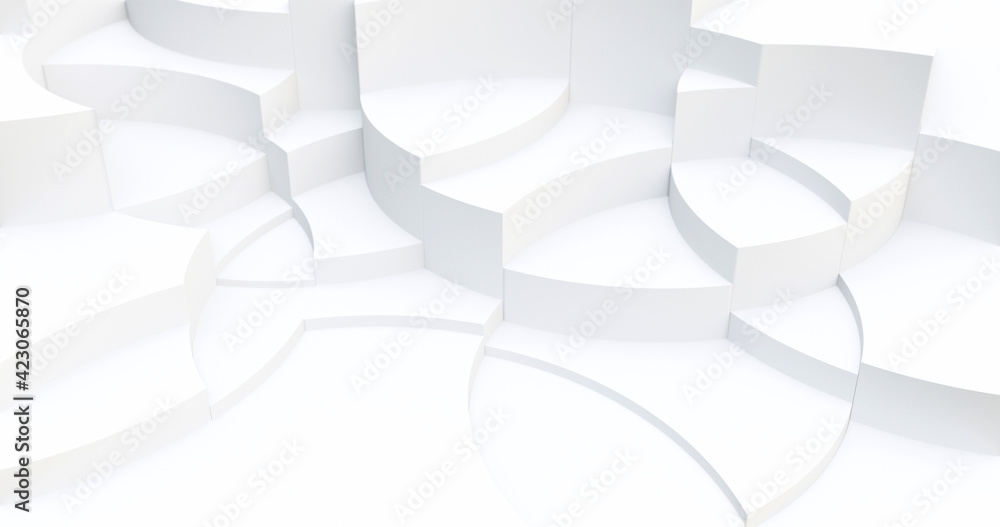 Poster white circle shape geometric background. 3d rendering