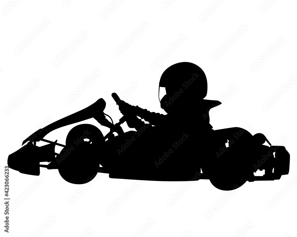 Fototapete man is riding a sports car. Isolated silhouette on white background