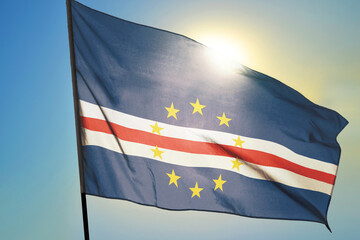 Cabo Verde flag waving on the wind