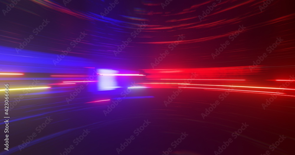 Poster glowing lights and fast motion. 3d rendering