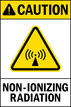 Caution non-ionizing radiation warning sign. Health safety signs and symbols.