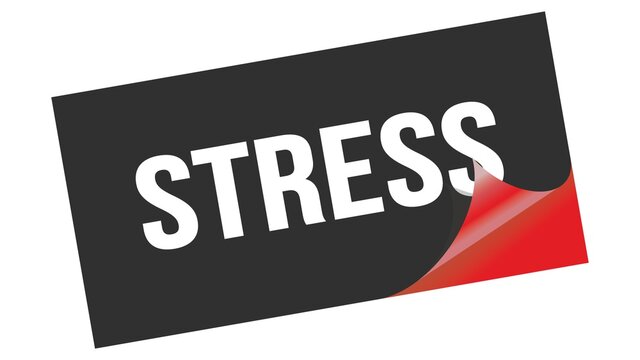 STRESS text on black red sticker stamp.