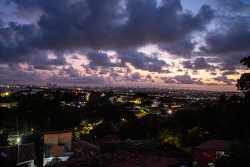 Panoramic night view of the city of Recife, Olinda, Brazil