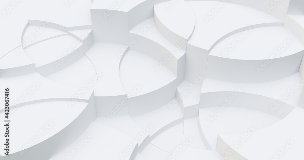 Poster clean simple white circle shape geometric background. 3d rendering