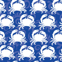 Crab and Seaweed Vector Repeat
