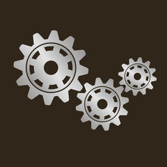 Metal gears. Factory gears vector icon. Mechanical gear. The image of the gear. Machine gear. Cogwheel gear.