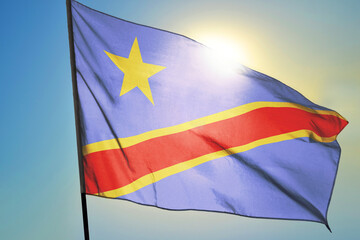 Congo flag waving on the wind