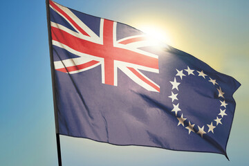 Cook Islands flag waving on the wind