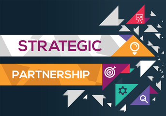 Creative (strategic partnership) Banner Word with Icon ,Vector illustration.