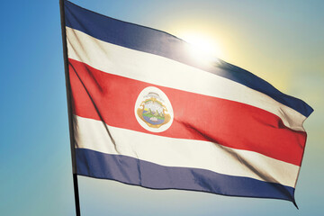 Costa Rica flag waving on the wind