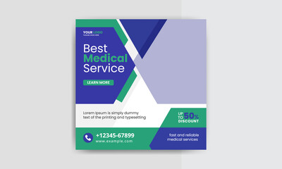 Medical Service social media post layout banner & square flyer template