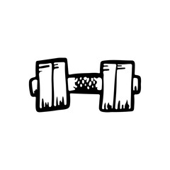 Dumbbell icon. Black outline linear sketch drawing. Vector simple flat graphic hand drawn illustration. The isolated object on a white background. Isolate.