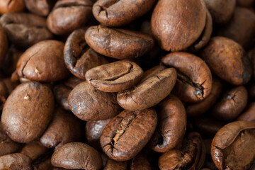 Coffee beans close up