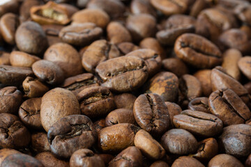 Coffee beans close up