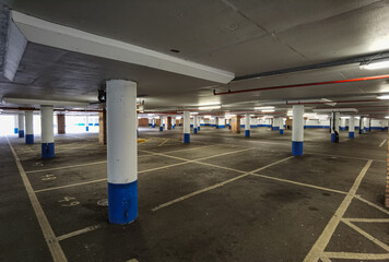 Interior of underground car park use for background