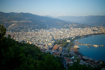 Fototapeta na wymiar Scenic view of the sunny country, coastline in Turkey, Alanya city