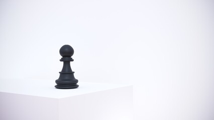 3d rendering. a chess piece mounted on a white podium. chess concept