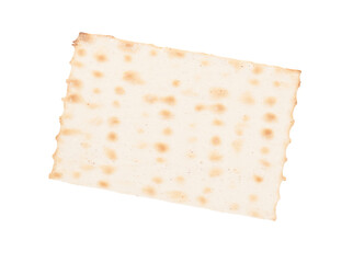 Matzo (or matzah) traditionally Jewish bread isolated on white background. Top view.
