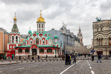 Kazan Cathedral on the corner of Red Square and Nikolskaya Street in Moscow