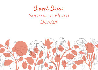 Seamless Border Made with Hand Drawn Roses