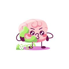 Cartoon of a brain talking on the phone - Vector
