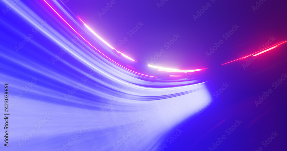 Poster abstract colorful speed background with lines in bend turn. motion speed lighting background.