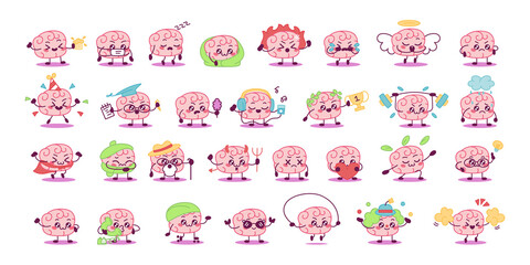 Funny brains cartoon set - Vector illustration design