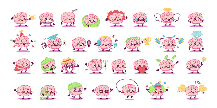 Funny brains cartoon set - Vector illustration design
