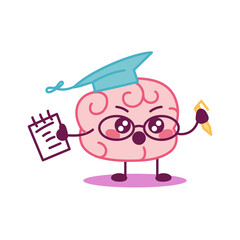 Cartoon of a graduated brain - Vector illustration
