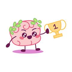 Cartoon of a winning brain - Vector illustration