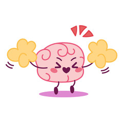 Cartoon of an excited brain - Vector illustration