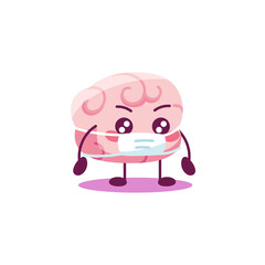 Brain cartoon with a face mask - VEctor