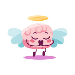 Cartoon of an angelic brain - Vector illustration