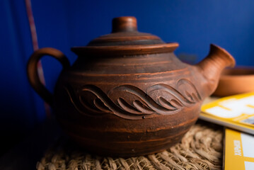 teapot. traditional red clay handmade teapot.